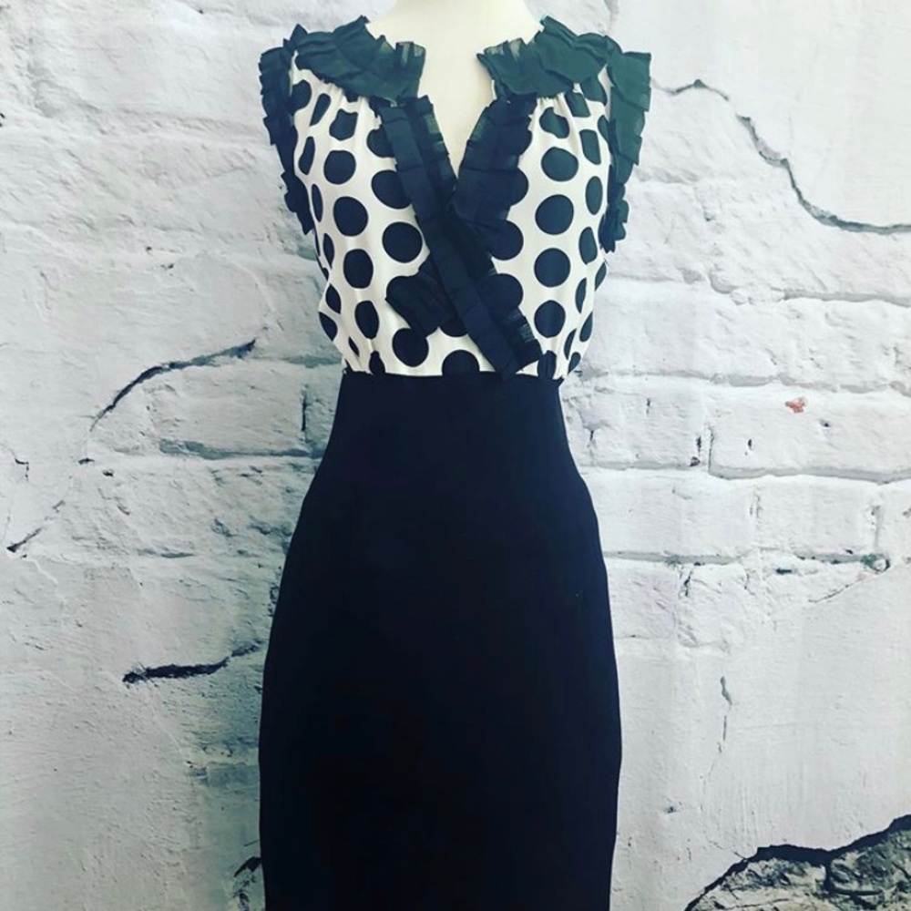 Taylor Polka Dot Ruffle Dress Vintage Look Size 12